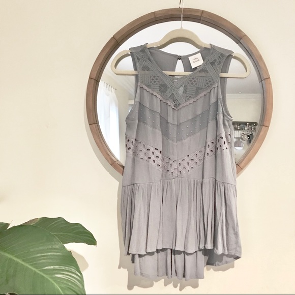 Knox Rose Tops - KNOX ROSE / Slate Eyelet Sleeveless Blouse
